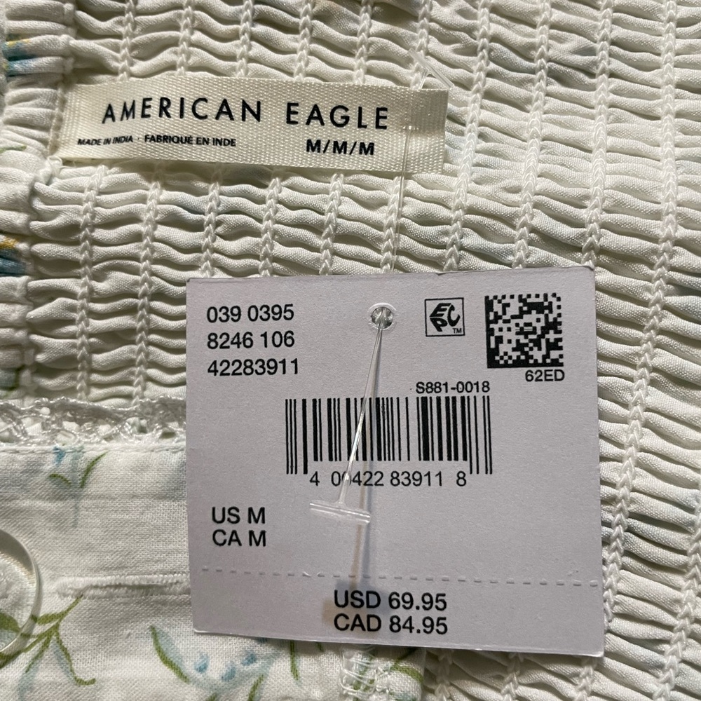 $40 NEW American Eagle Blue Floral White Dress Size M - Picture 6 of 6